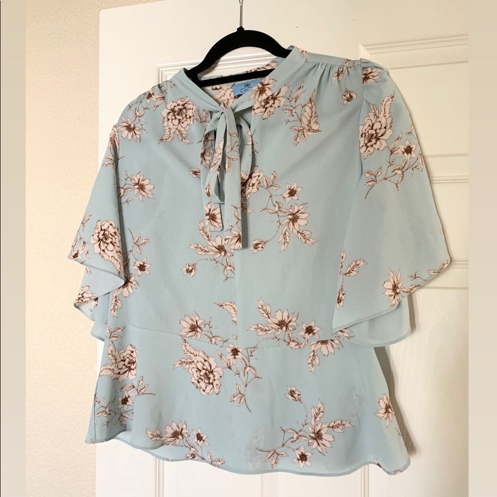 Nordstrom neck tie blouse worn flowing sleeves